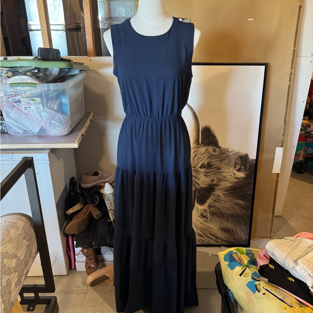 Taylor Midnight Blue Sleeveless Maxi Dress